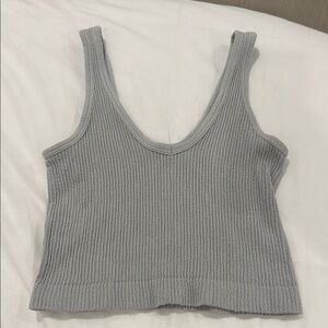 Urban Outfitters Gray Ribbed Crop Tank Top